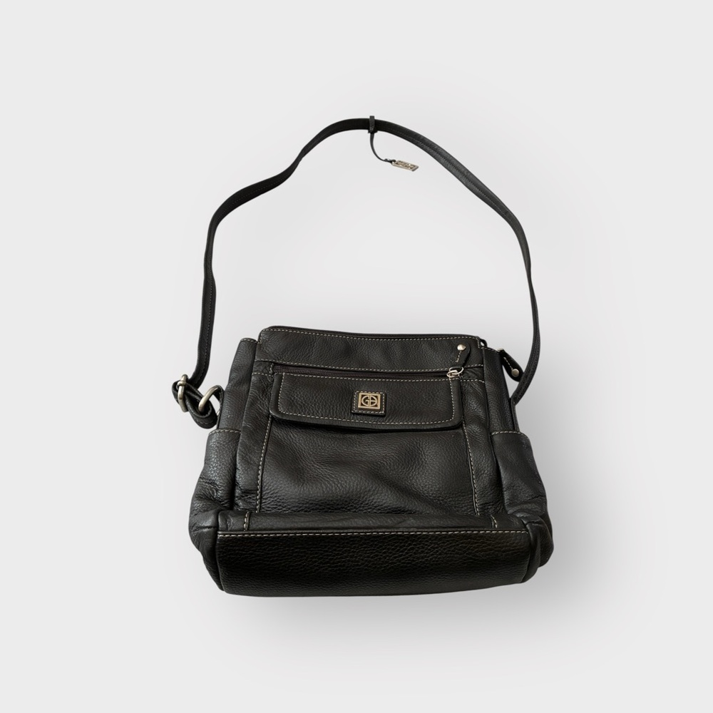 Gianni Bernini Pebble Black Leather Crossbody